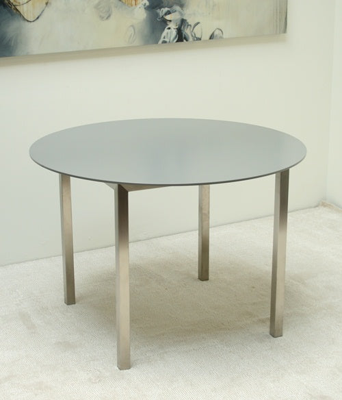Round Dining Table with Metal Frame and Grey Laminate Top 1