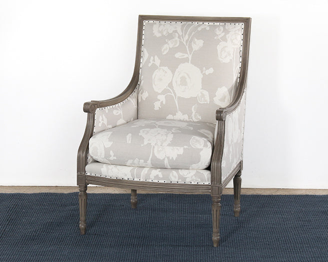 AC36ATL - French Style Floral Print Linen Armchair