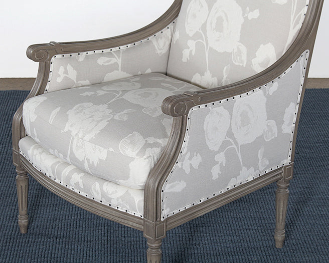 AC36ATL - French Style Floral Print Linen Armchair