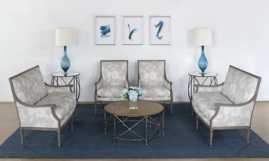 AC36ATL - French Style Floral Print Linen Armchair