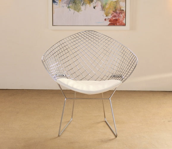 Bertoia Style Chrome Diamond Arm Chair