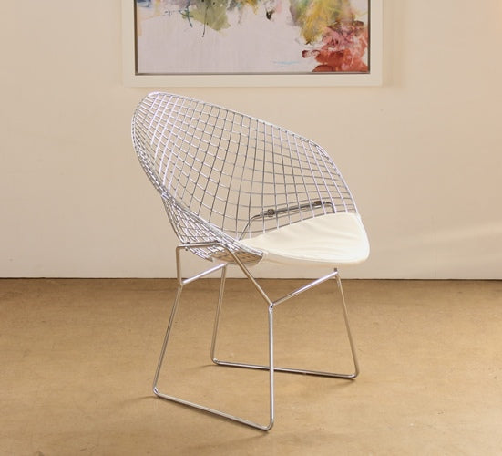 Bertoia Style Chrome Diamond Arm Chair