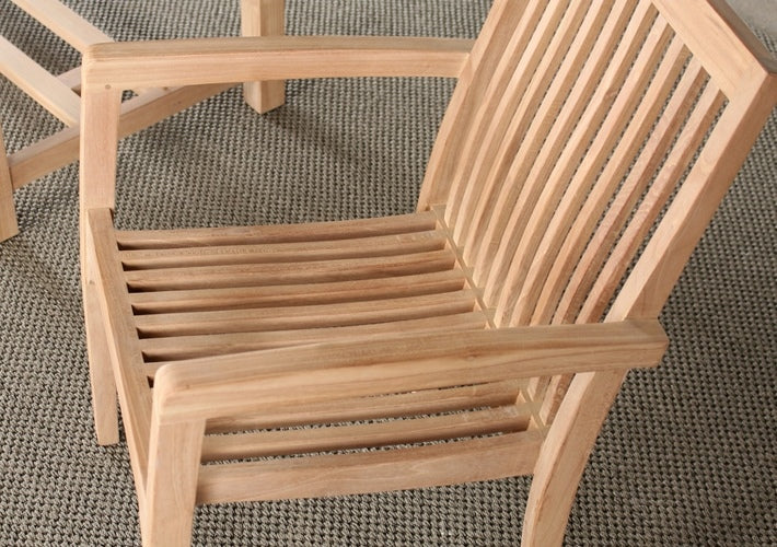 Natural Teak Slatback Arm Chair