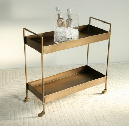 BARCART06ATL - Antique Brass Bar Cart