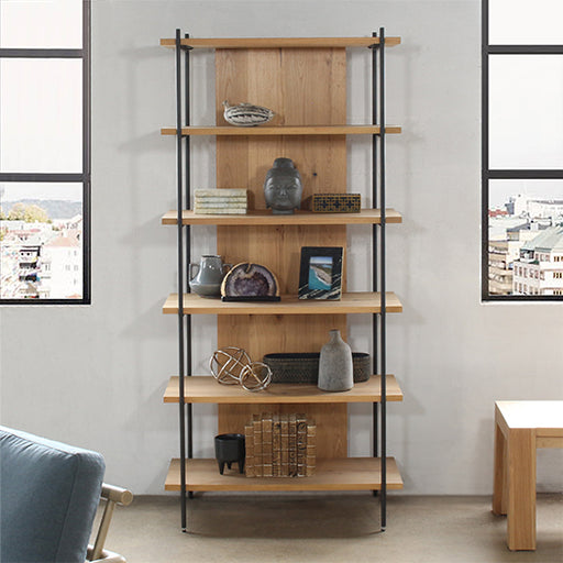 BK47 - Light Oak And Iron Bookcase