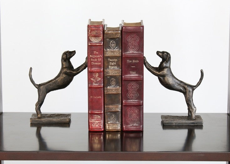 Pair of Bronze Leaning Hound Bookends