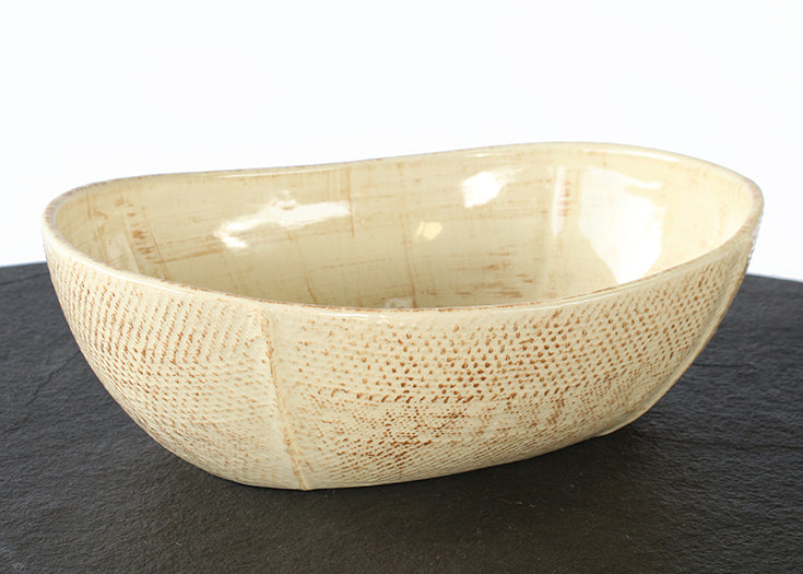 Antiqued Cream Ceramic Bowl