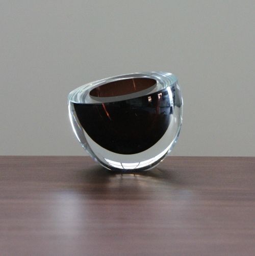 BOWL24LA - Small Catch Brown Hand Blown Glass Bowl