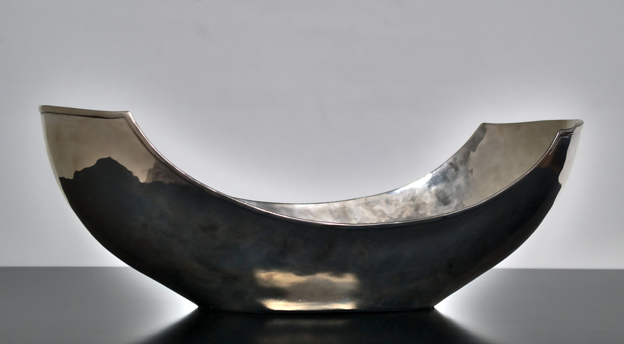 Silver Hammered Metal Serving Bowl