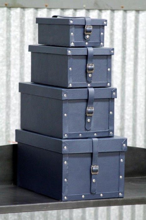 Set of 4 Ink Leather Shoe Boxes