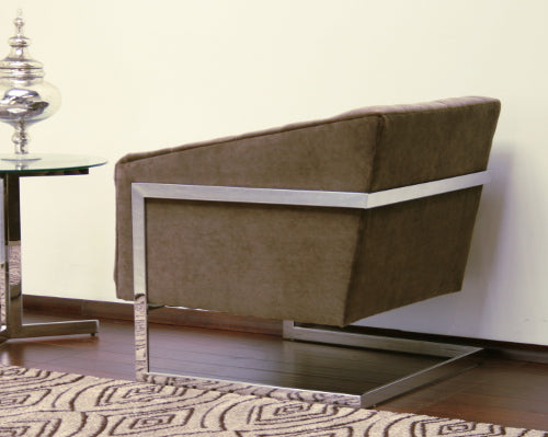 CC08ATL - Taupe Velvet Tufted Chair with Chrome Frame