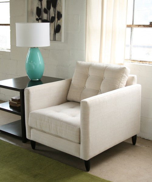 Tufted Vanilla James Chair with Walnut Legs