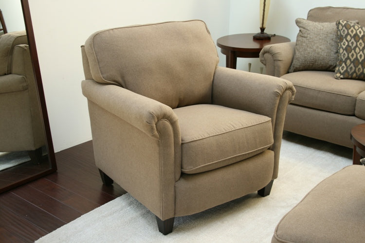 Taupe Rolled-Arm Club Chair