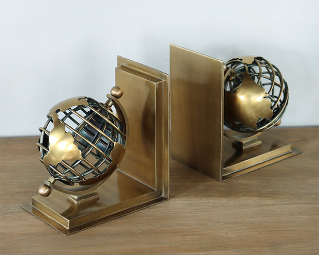 Brass Globe Bookends Set Of 2 - Cleared