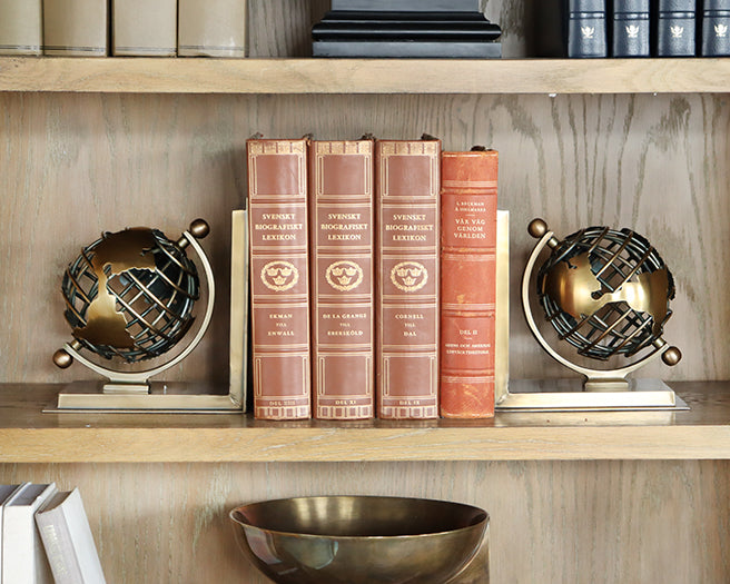 Brass Globe Bookends Set Of 2 - Cleared