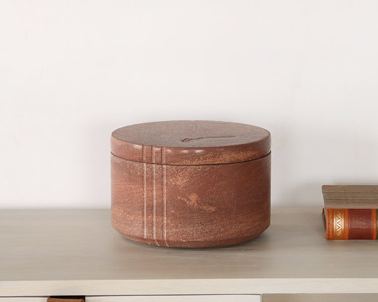 Minimalistic Round Sandstone Box w/ Lid - Cleared