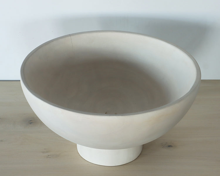 Ivory Reclaimed Wooden Bowl on Pedestal - Cleared