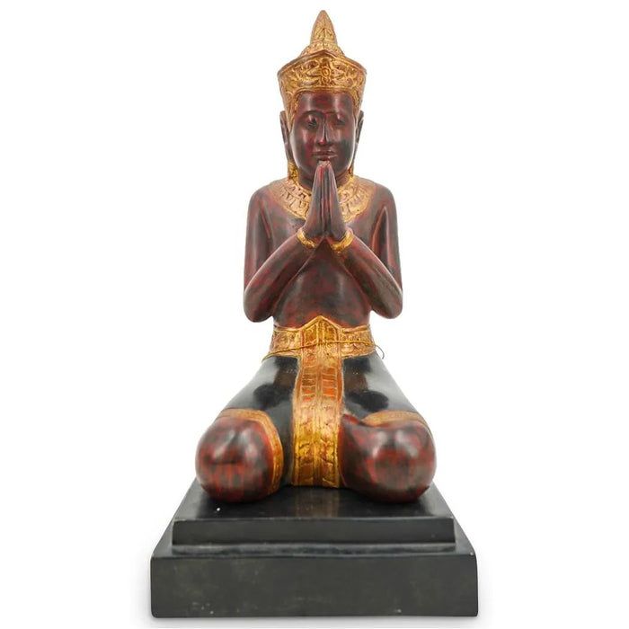 Vintage Cambodian Carved Crowned Buddha - Cleared