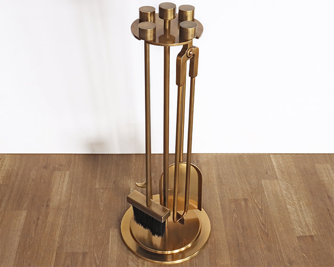 Vintage Brass Fire Tools Set - Cleared