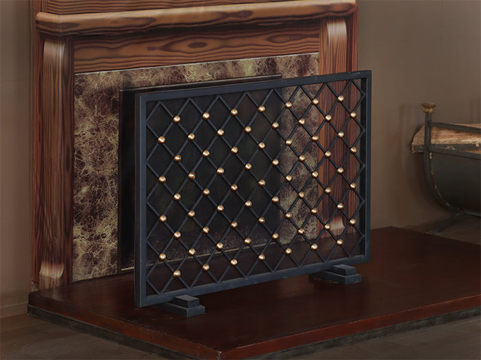 Black Diamond With Brass Fire Screen - Cleared