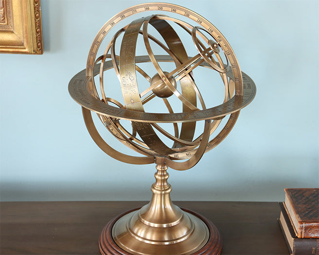Large Etched Brass Armillary - Cleared