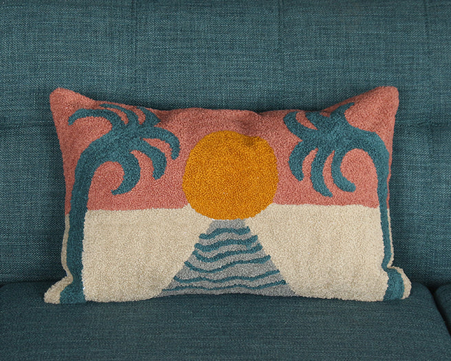 Sunset And Palms Pillow - Cleared