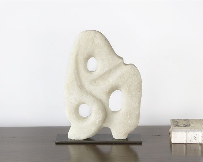 White Glass Stone Abstract Sculpture - Cleared Décor