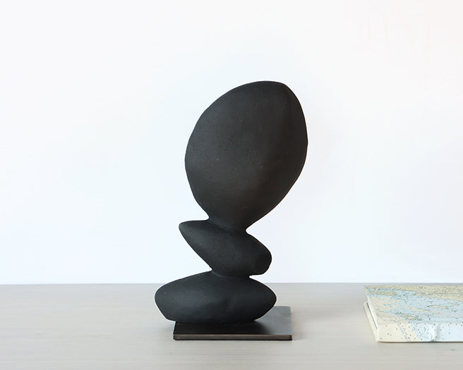 Matte Charcoal Stacked Rocks Sculpture - Cleared