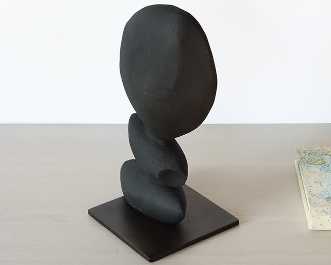 Matte Charcoal Stacked Rocks Sculpture - Cleared