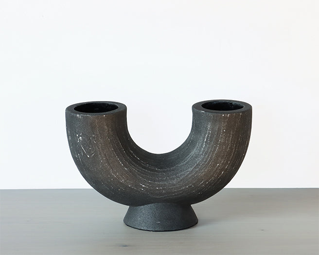 Matte Charcoal Crescent Sculpture - Cleared