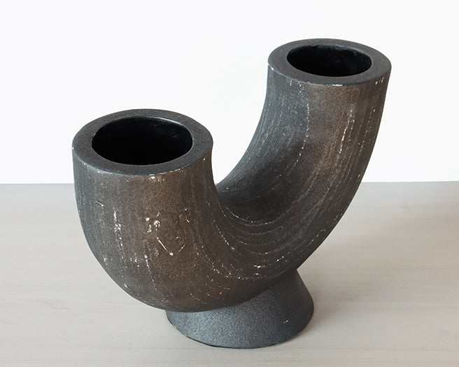 Matte Charcoal Crescent Sculpture - Cleared