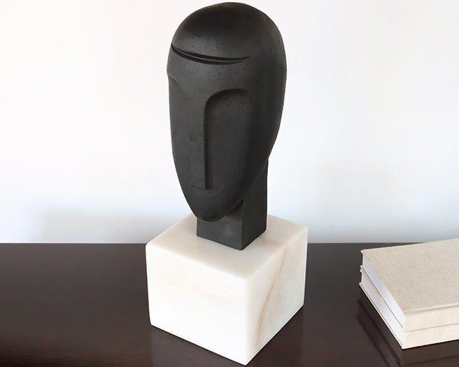 Abstract Charcoal Head Sculpture - Cleared