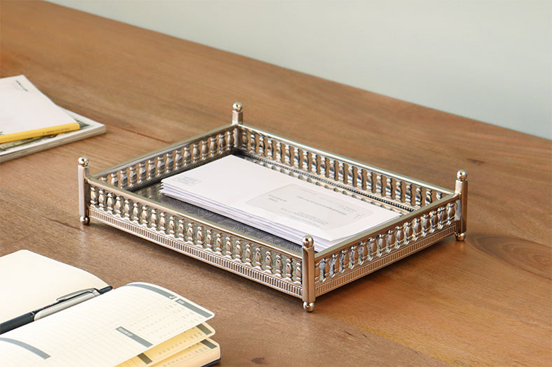 Embossed Nickel Gallery Edge Tray - Cleared