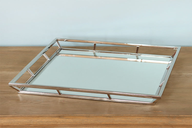 Square Nickel Mirrored Tray - Cleared