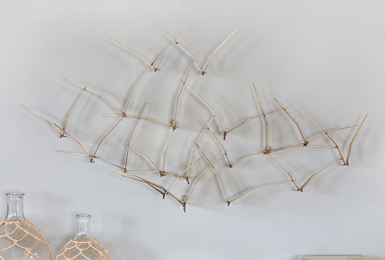 Abstract Brass Seagulls Wall Sculpture - Cleared Décor