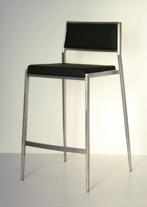 Black Leather and Stainless Steel Counter Chair