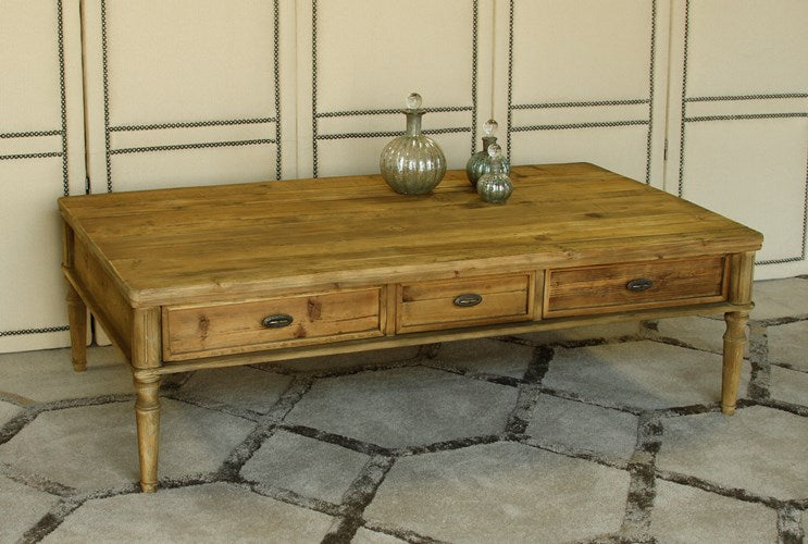 French Farmhouse Coffee Table in Bleached Pine