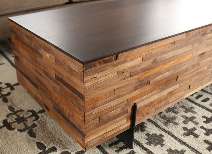 Recycled Wood Block Rectangular Coffee Table