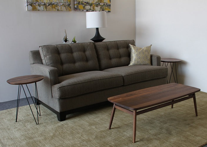 Solo End Table with Walnut Top and Black Metal Base
