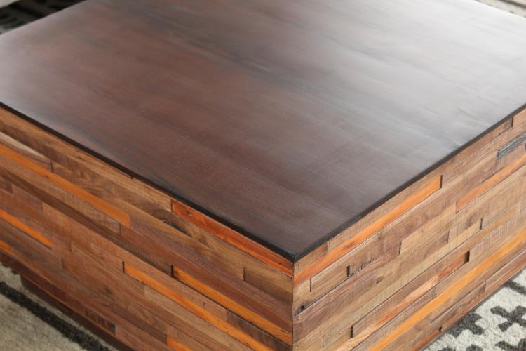 Recycled Wood Block Square Coffee Table