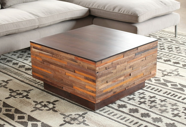 Recycled Wood Block Square Coffee Table
