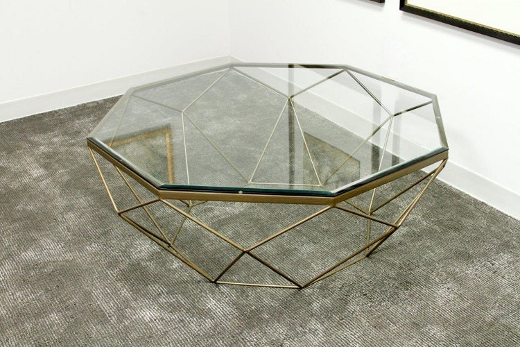 Antique Brass Geometric Coffee Table