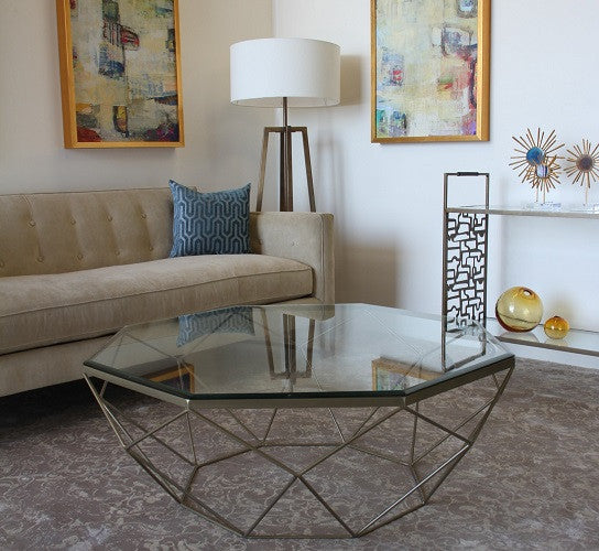 Antique Brass Geometric Coffee Table