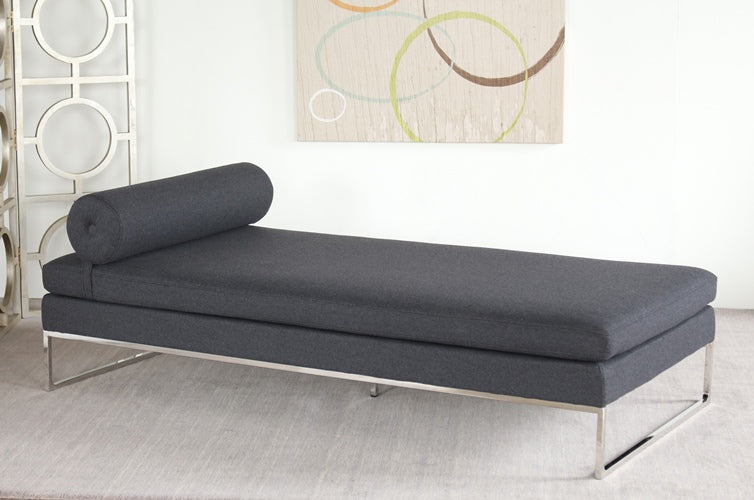 Gray Day Bed with Bolster Pillow
