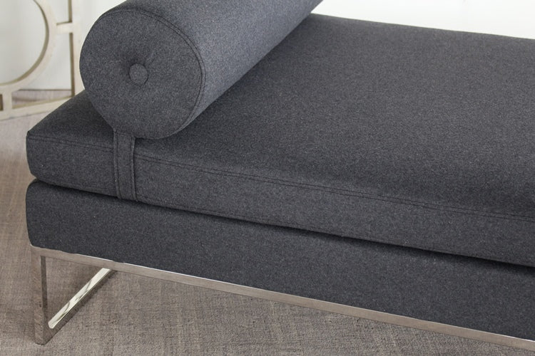 Gray Day Bed with Bolster Pillow