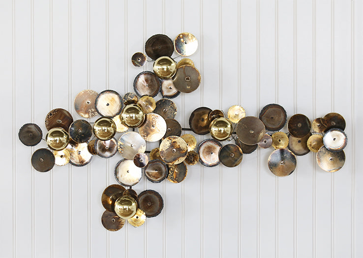 Small Round Brass Circles Wall Art 37W X 24H - Cleared Decor