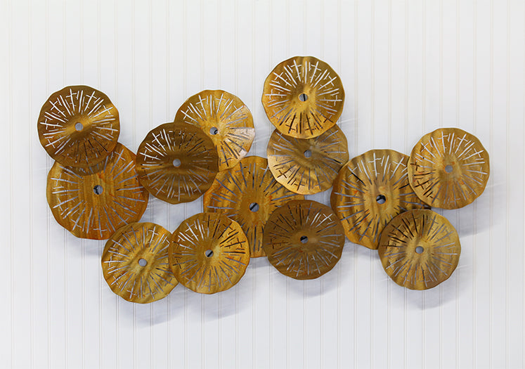 Multiple Brass Discs Wall Sculpture 52W X 28H - Cleared Decor