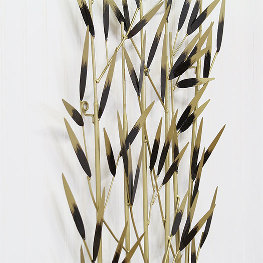 Black And Brass Bamboo Reeds Wall Sculpture 21W X 52H - Cleared Decor