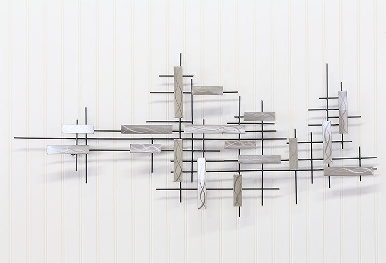 Ground Steel Abstract Grid Wall Sculpture 43W X 22H - Cleared Decor