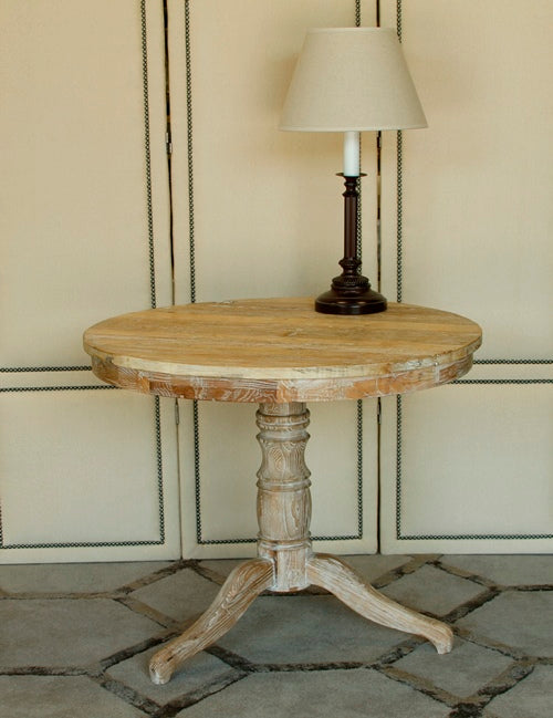Round Cafe Table in Whitewashed Finish